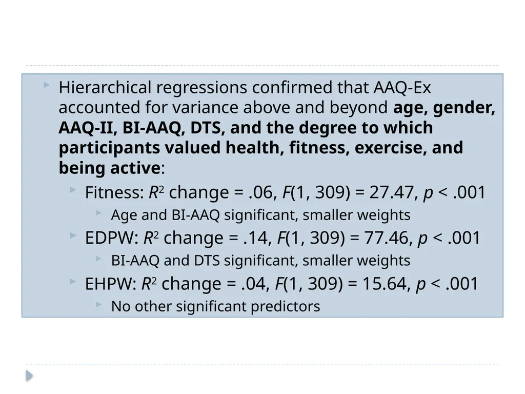 Development and Validation of the AAQ for Exercise - slide 9 of 26