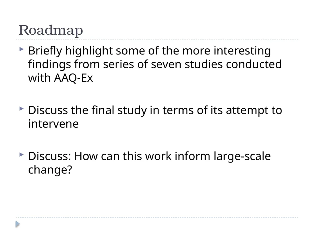 Development and Validation of the AAQ for Exercise - slide 4 of 26