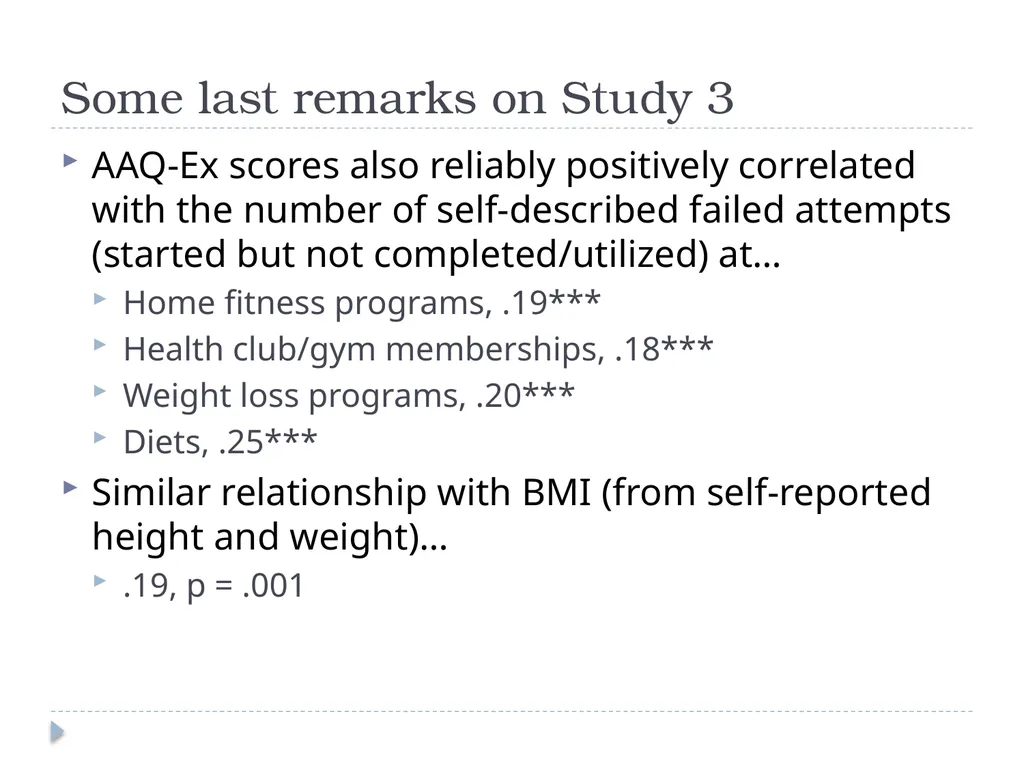 Development and Validation of the AAQ for Exercise - slide 12 of 26