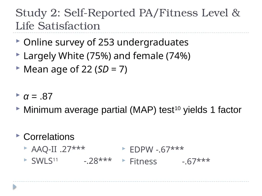 Development and Validation of the AAQ for Exercise - slide 6 of 26