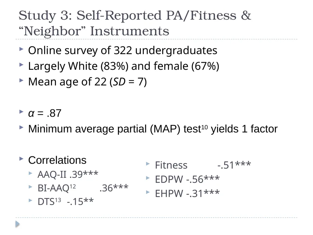 Development and Validation of the AAQ for Exercise - slide 8 of 26