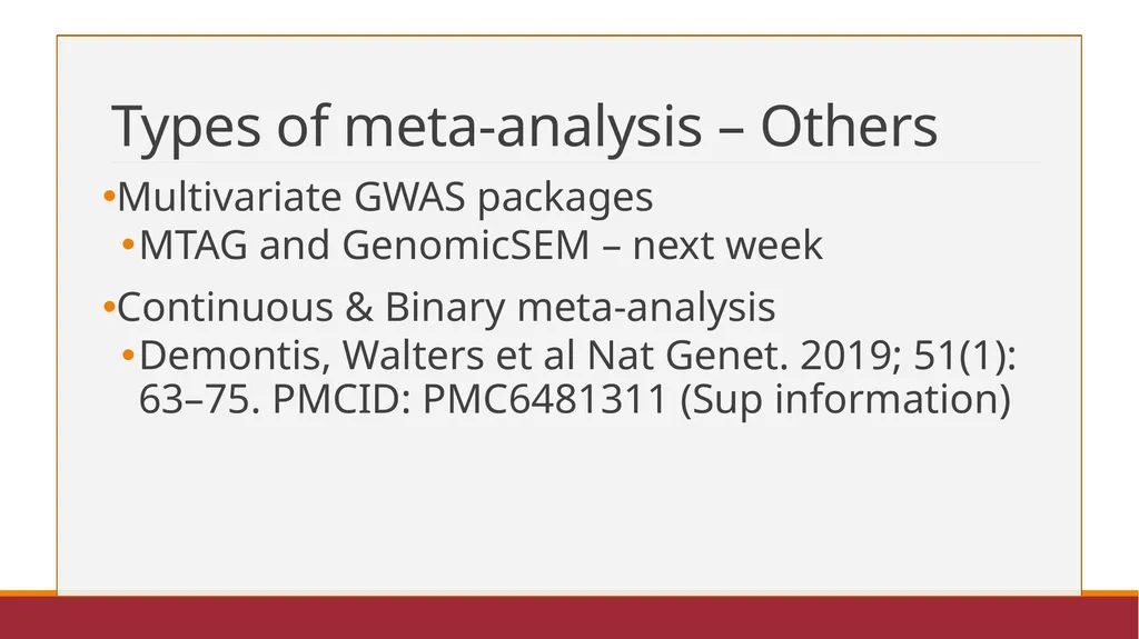 GWAS Meta-Analysis Sarah Medland The 2021 Virtual - slide 11 of 20