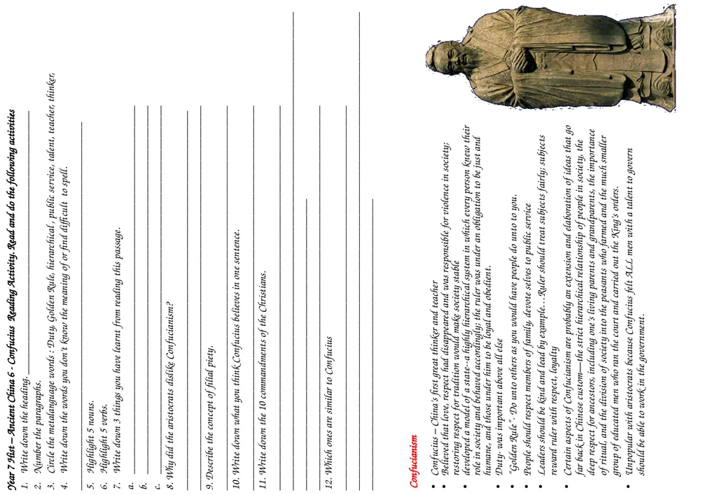 Year 7 History Ancient China Starter Sheet - slide 7 of 12