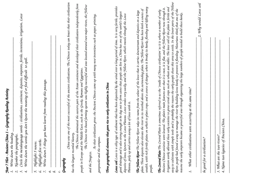 Year 7 History Ancient China Starter Sheet - slide 2 of 12