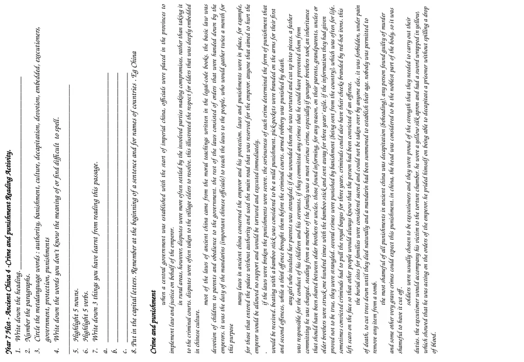 Year 7 History Ancient China Starter Sheet - slide 5 of 12