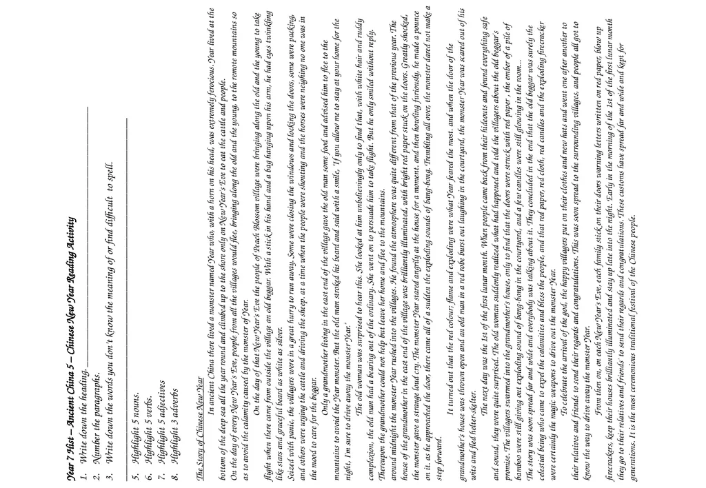 Year 7 History Ancient China Starter Sheet - slide 6 of 12