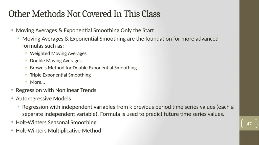 Highline Class, BI 348 Basic Business Analytics - slide 47 of 48