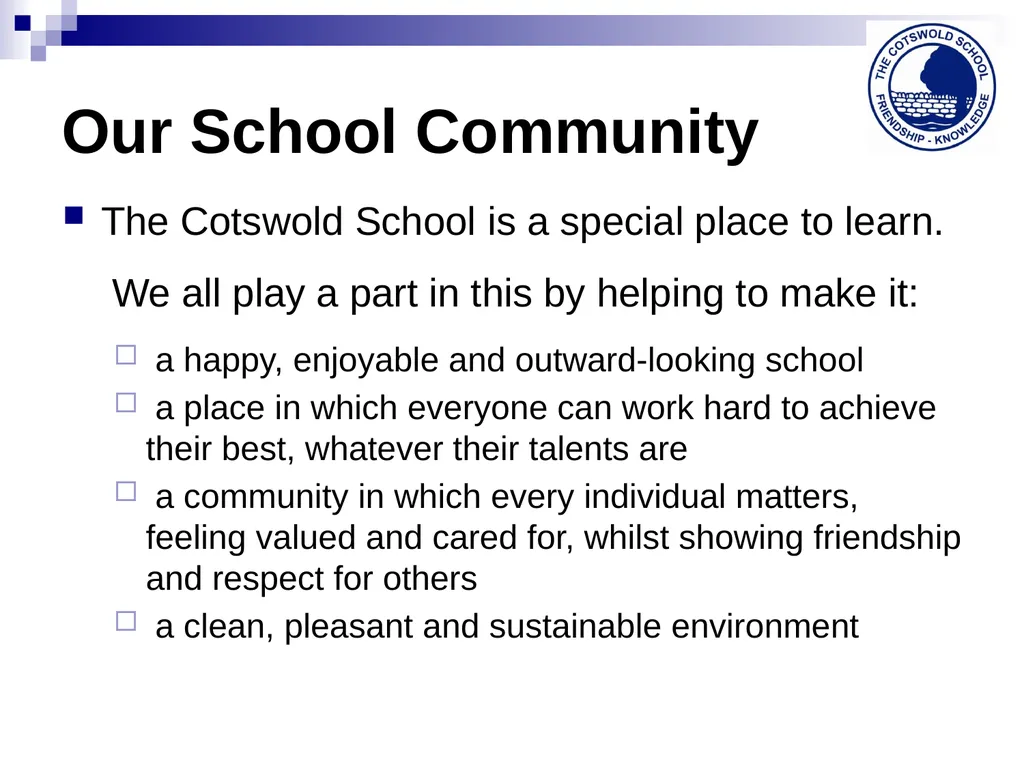 The Cotswold School 2014-15 Welcome back ! Our - slide 2 of 17