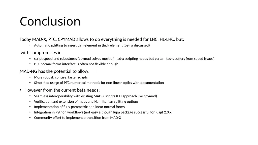 MAD-NG experience and outlook for LHC and HL-LHC - slide 14 of 14