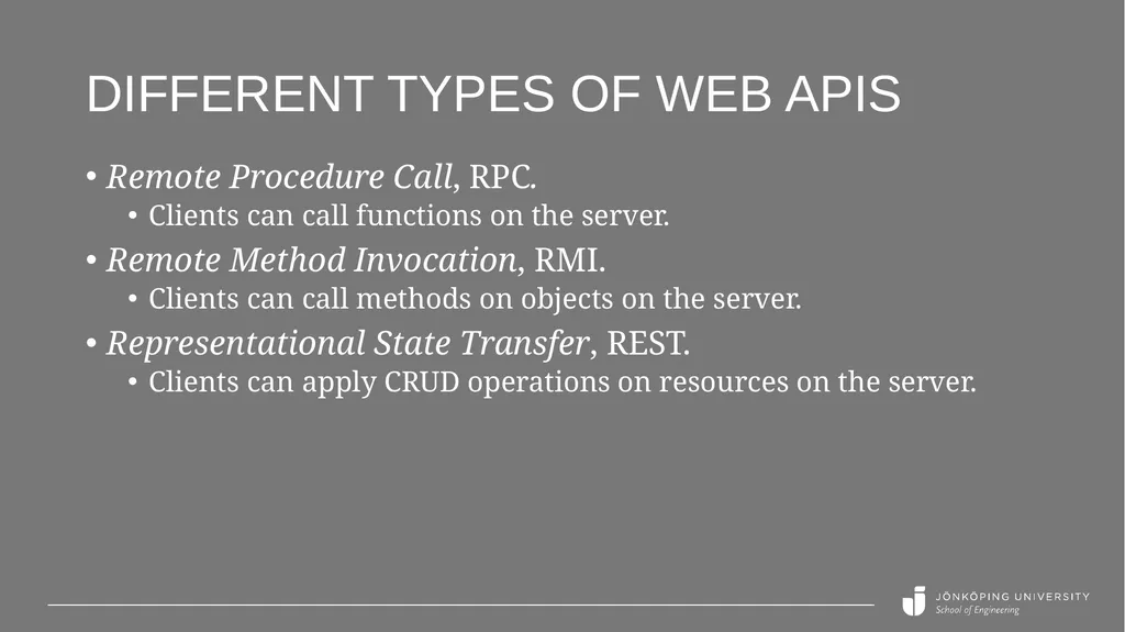 REST API basics Peter Larsson-Green Jönköping - slide 7 of 21