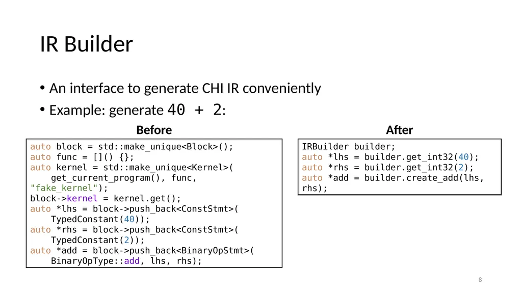 Chi Hierarchical Instructions: Reusable Compiler - slide 8 of 15