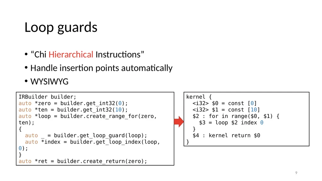 Chi Hierarchical Instructions: Reusable Compiler - slide 9 of 15