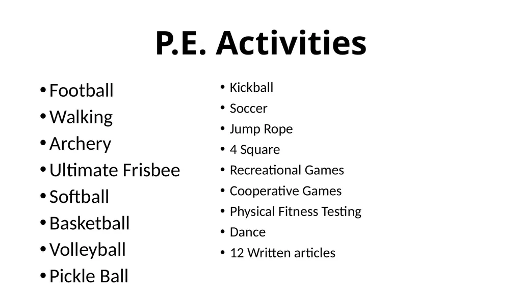 Welcome to P.E. (Physical Education) 2021-2022 - slide 7 of 8