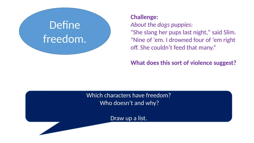Define freedom. Which characters have freedom? Who - slide 1 of 6