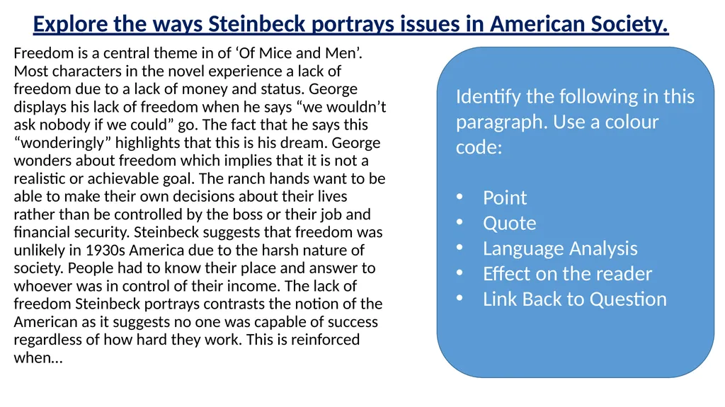 Define freedom. Which characters have freedom? Who - slide 5 of 6