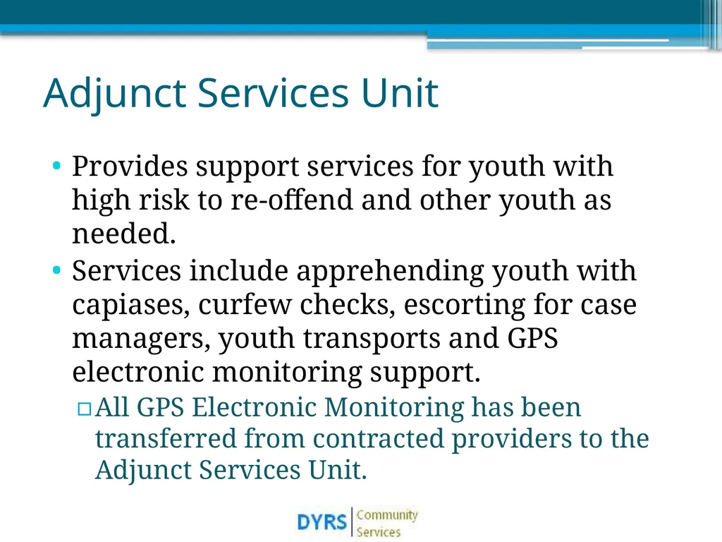 DYRS Systems Improvements Matching Risk and Needs - slide 8 of 44