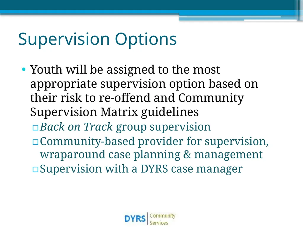 DYRS Systems Improvements Matching Risk and Needs - slide 17 of 44