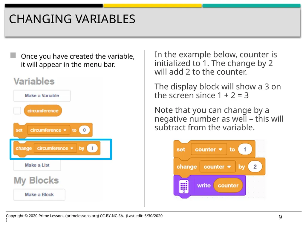 VARIABLES BY SANJAY AND ARVIND SESHAN Lesson - slide 9 of 14