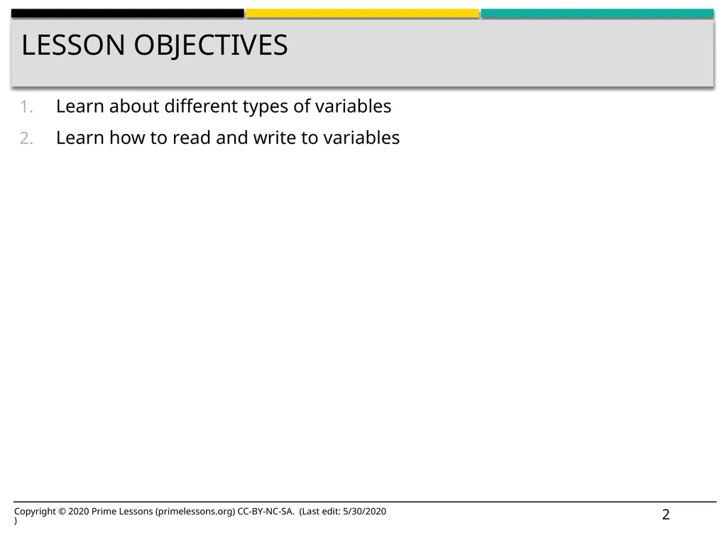 VARIABLES BY SANJAY AND ARVIND SESHAN Lesson - slide 2 of 14