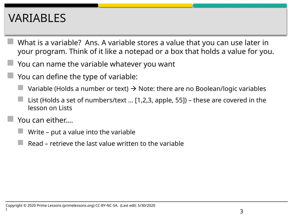 VARIABLES BY SANJAY AND ARVIND SESHAN Lesson - slide 3 of 14