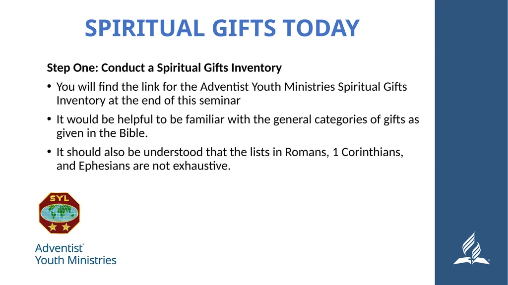 Seminar 8 – Serving Spiritual Giftedness and - slide 11 of 19