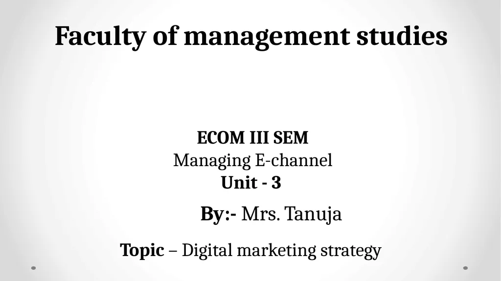 Faculty of management studies ECOM III SEM - slide 1 of 10