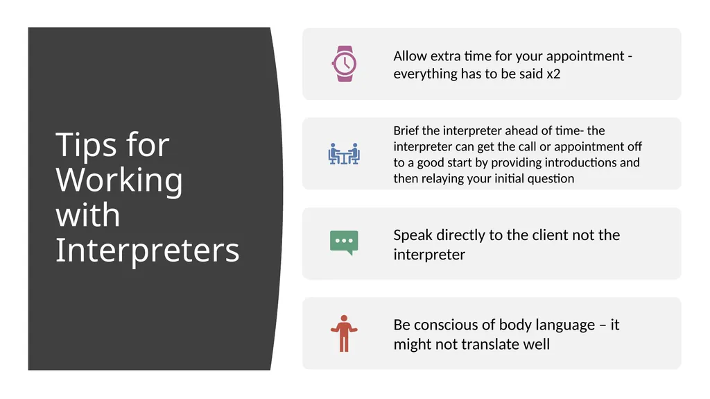 Working with Clients Who Need Interpreters - slide 8 of 20