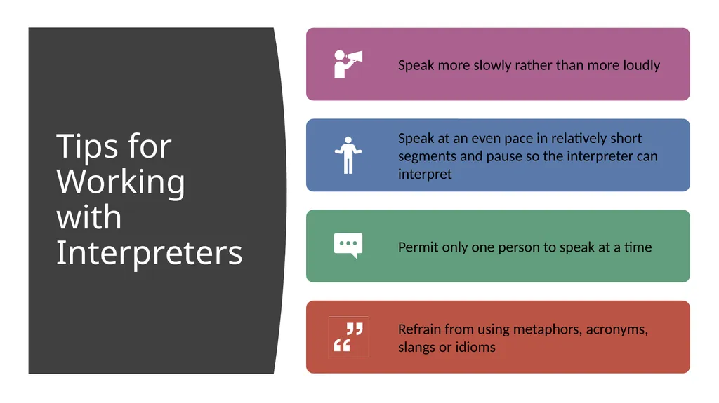 Working with Clients Who Need Interpreters - slide 9 of 20