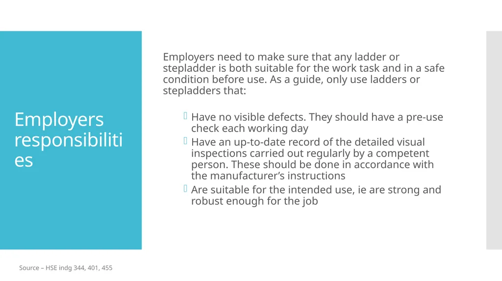 Working at Height from Ladders & Steps A Toolbox - slide 13 of 13