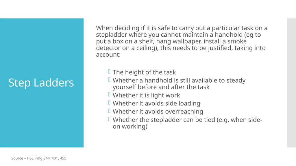Working at Height from Ladders & Steps A Toolbox - slide 7 of 13