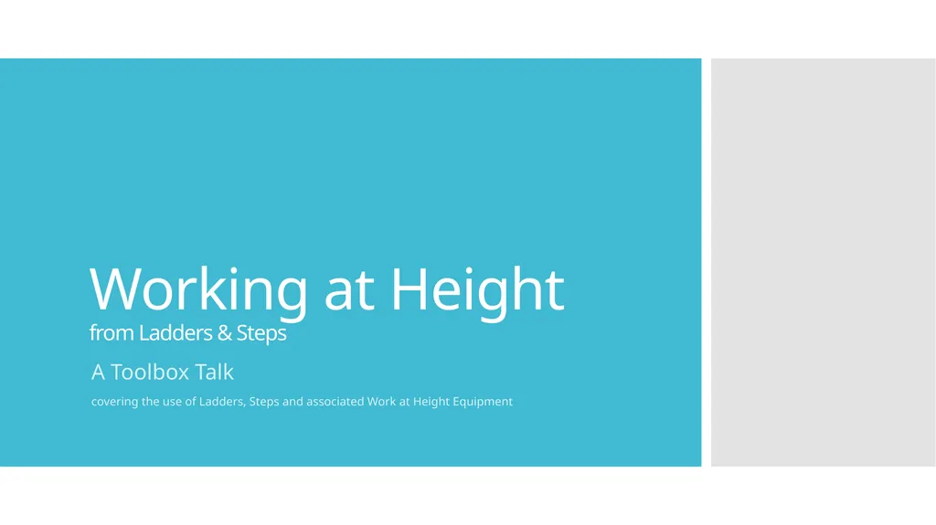 Working at Height from Ladders & Steps A Toolbox - slide 1 of 13