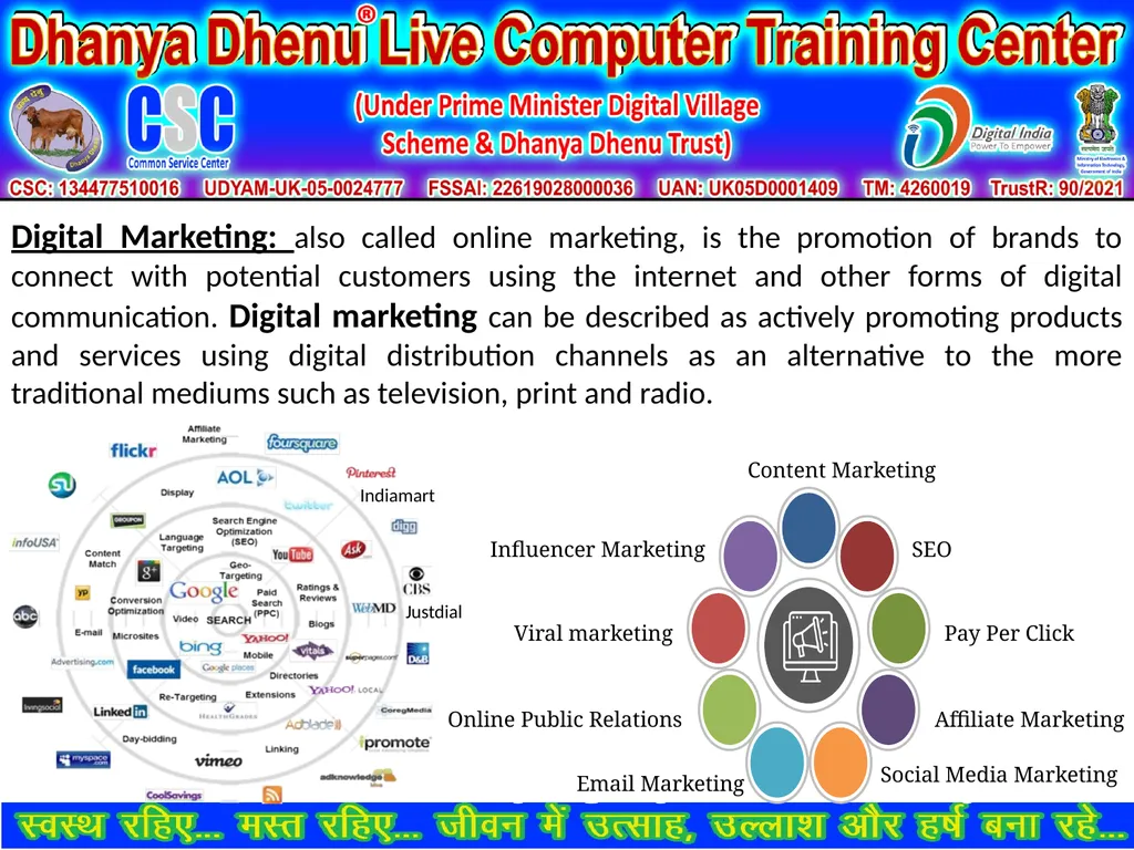 1 Digital Marketing: also called online marketing,