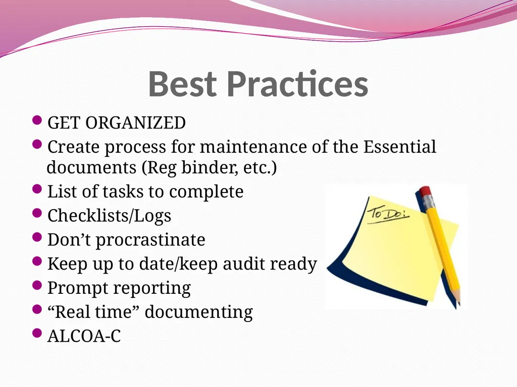Essential Documents and Documentation: Best - slide 31 of 33