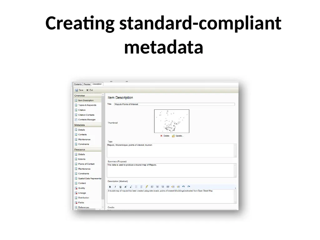 Geospatial Metadata, Standards and Infrastructure - slide 39 of 41