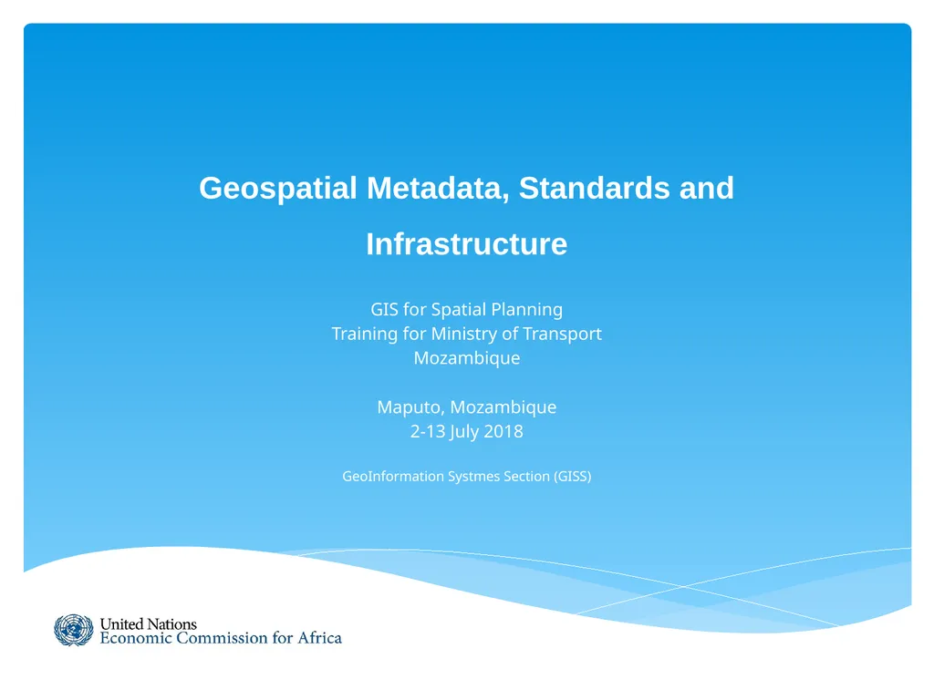 Geospatial Metadata, Standards and Infrastructure - slide 1 of 41