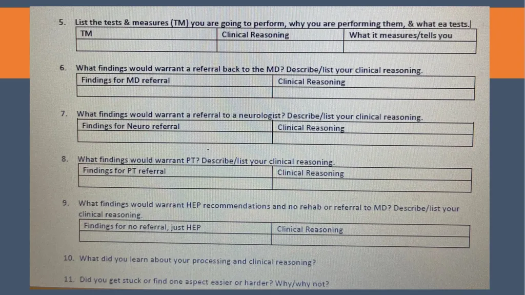 Patient Case Worksheet Jaclyn Carson, PT, DPT - slide 8 of 9