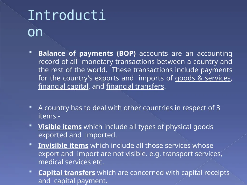 Presentation on Balance Of Payment (BOP) - slide 2 of 17