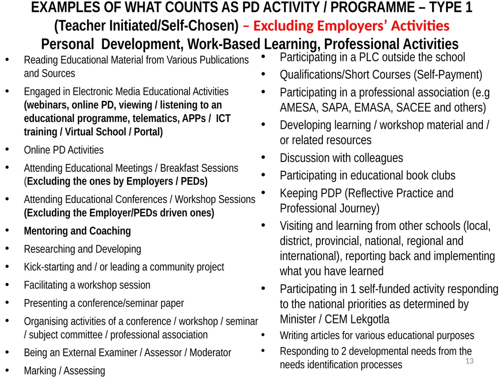 Continuing Professional Teacher Development (CPTD) - slide 13 of 56