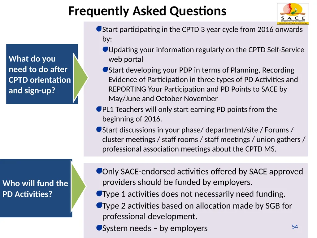 Continuing Professional Teacher Development (CPTD) - slide 54 of 56