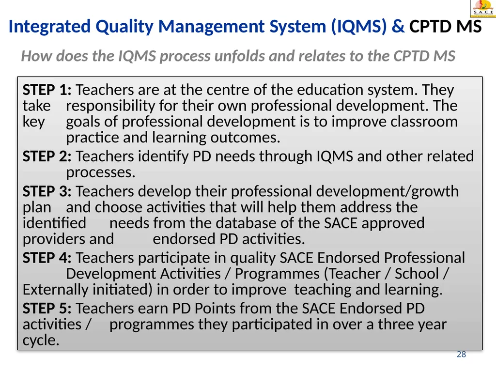 Continuing Professional Teacher Development (CPTD) - slide 28 of 56
