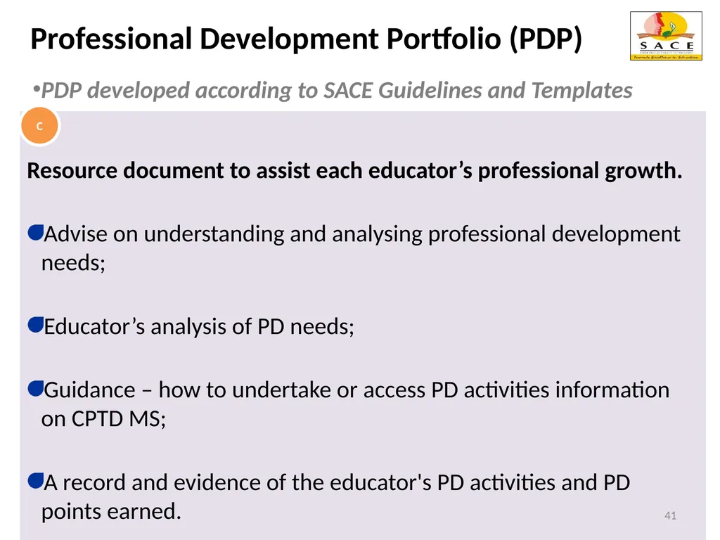 Continuing Professional Teacher Development (CPTD) - slide 41 of 56