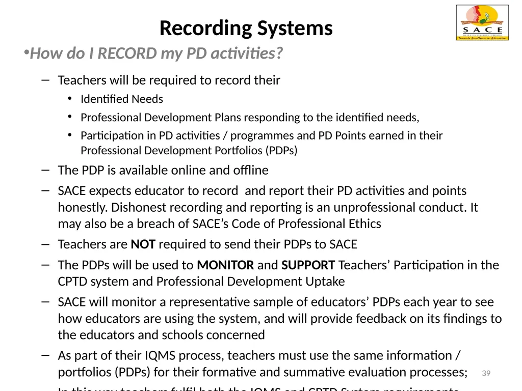Continuing Professional Teacher Development (CPTD) - slide 39 of 56