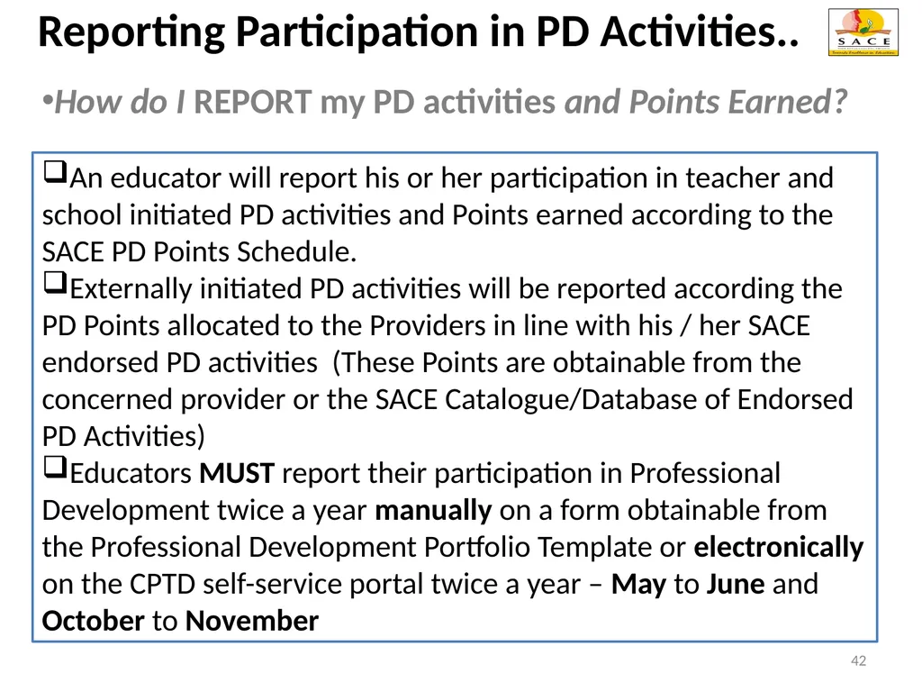 Continuing Professional Teacher Development (CPTD) - slide 42 of 56