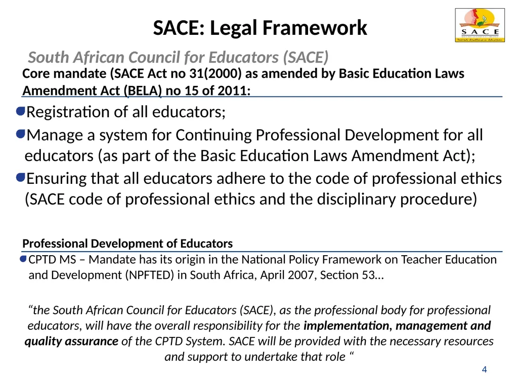Continuing Professional Teacher Development (CPTD) - slide 4 of 56
