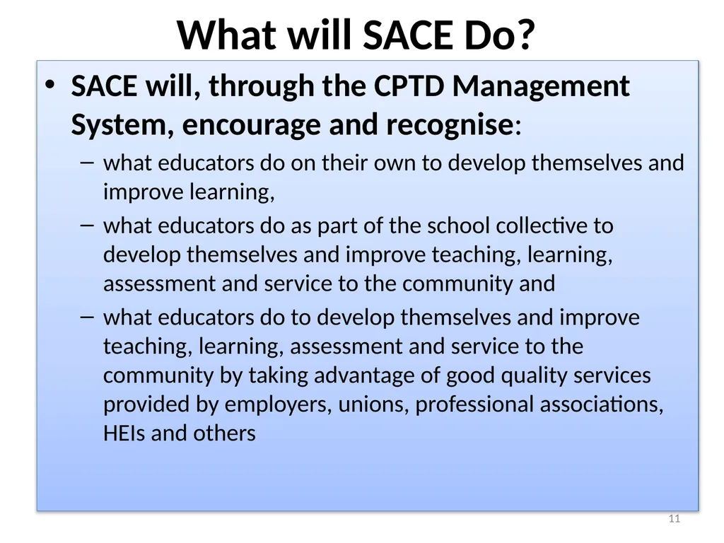 Continuing Professional Teacher Development (CPTD) - slide 11 of 56