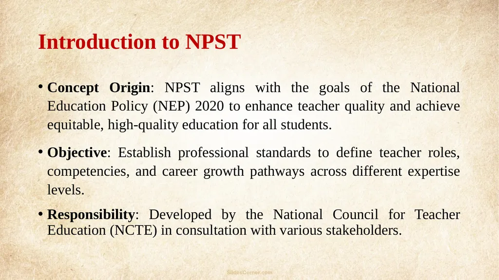 NATIONAL PROFESSIONAL STANDARDS FOR TEACHERS - slide 2 of 10