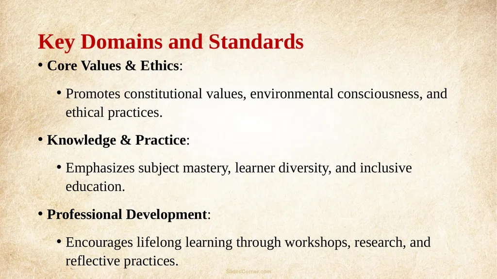 NATIONAL PROFESSIONAL STANDARDS FOR TEACHERS - slide 7 of 10