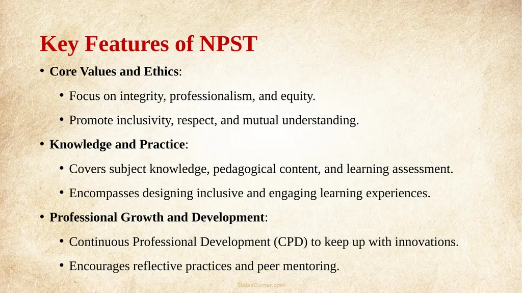 NATIONAL PROFESSIONAL STANDARDS FOR TEACHERS - slide 3 of 10