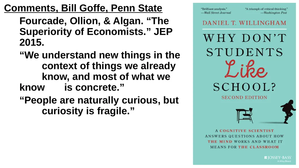 Comments, Bill Goffe, Penn State Fourcade, Ollion, - slide 1 of 5