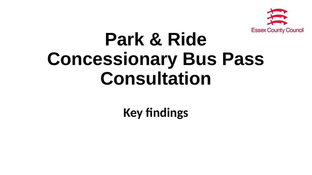 Park & Ride Concessionary Bus Pass Consultation - slide 1 of 9
